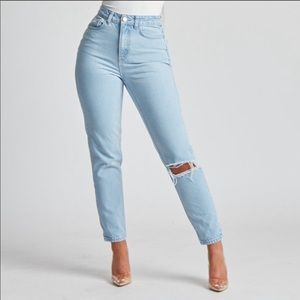 ❌ SOLD Because of Alice BOA Ripped Mom Jeans - light blue - Small